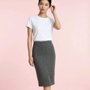 Aritzia Wilfred Midi Pencil Skirt | Grey Stretch Knit | Size M